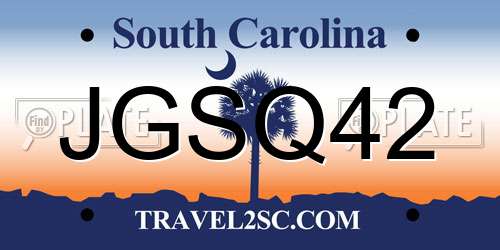JGSQ42 South Carolina License Plate