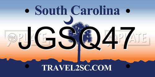JGSQ47 South Carolina License Plate