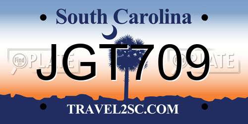 JGT709 South Carolina License Plate
