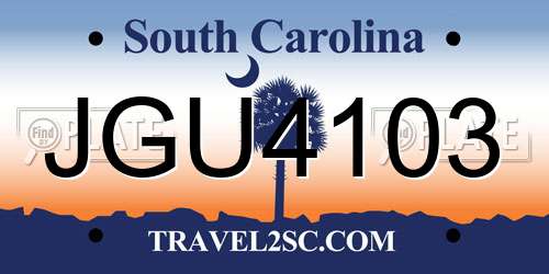 JGU4103 South Carolina License Plate