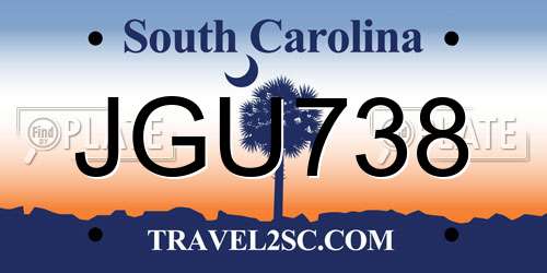 JGU738 South Carolina License Plate