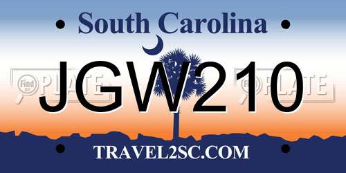 JGW210 South Carolina License Plate
