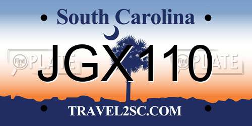 JGX110 South Carolina License Plate