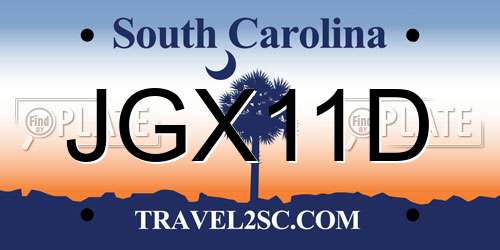 JGX11D South Carolina License Plate