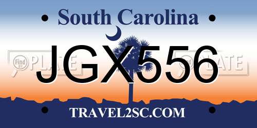 JGX556 South Carolina License Plate