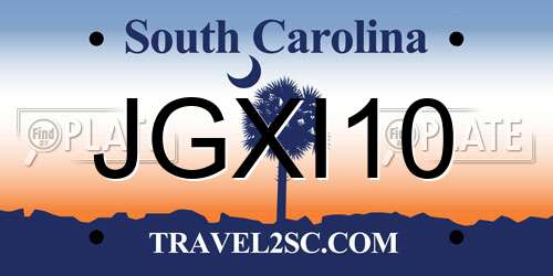 JGXI10 South Carolina License Plate