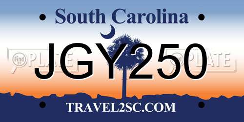 JGY250 South Carolina License Plate