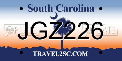 JGZ226 South Carolina License Plate