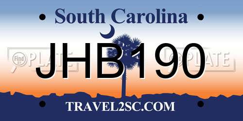 JHB190 South Carolina License Plate