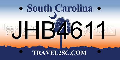 JHB4611 South Carolina License Plate