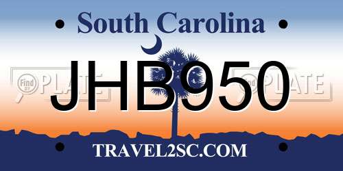 JHB950 South Carolina License Plate