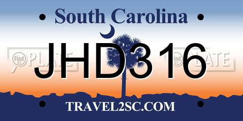 JHD316 South Carolina License Plate