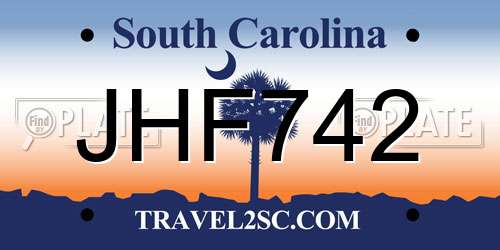 JHF742 South Carolina License Plate