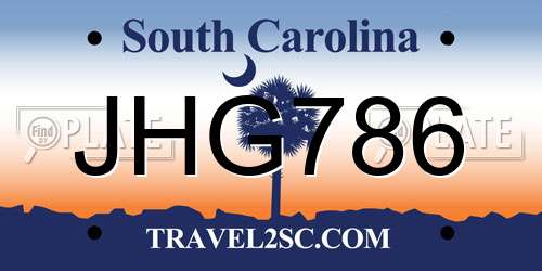 JHG786 South Carolina License Plate