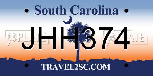 JHH374 South Carolina License Plate