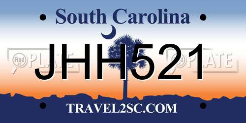 JHH521 South Carolina License Plate
