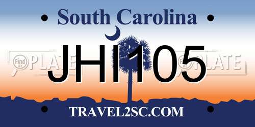 JHI105 South Carolina License Plate