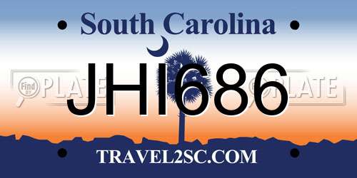 JHI686 South Carolina License Plate