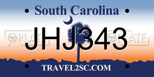 JHJ343 South Carolina License Plate