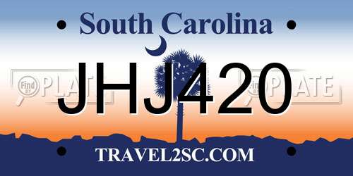 JHJ420 South Carolina License Plate