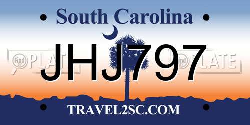 JHJ797 South Carolina License Plate