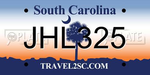 JHL325 South Carolina License Plate
