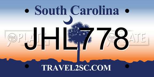 JHL778 South Carolina License Plate