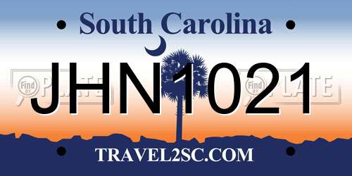 JHN1021 South Carolina License Plate