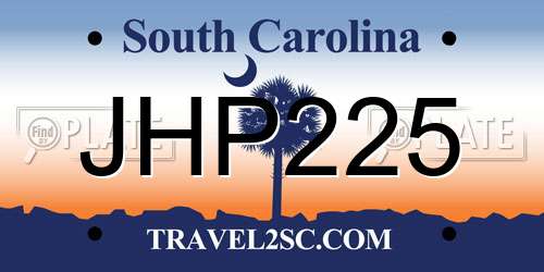 JHP225 South Carolina License Plate