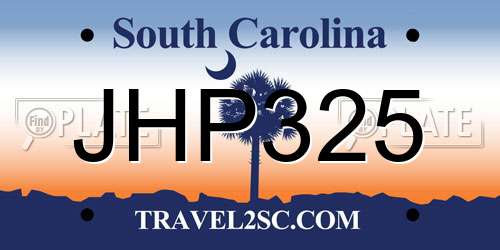 JHP325 South Carolina License Plate