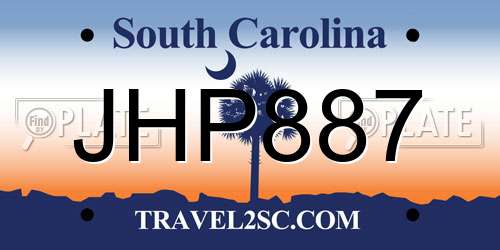 JHP887 South Carolina License Plate