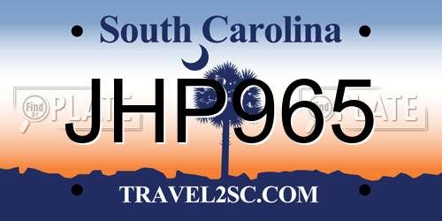 JHP965 South Carolina License Plate