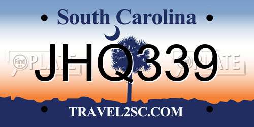 JHQ339 South Carolina License Plate