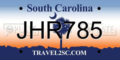 JHR785 South Carolina License Plate