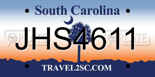 JHS4611 South Carolina License Plate