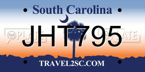JHT795 South Carolina License Plate