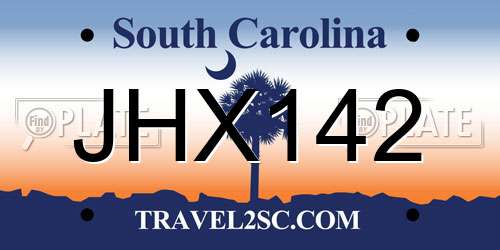JHX142 South Carolina License Plate