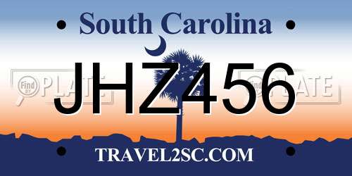 JHZ456 South Carolina License Plate