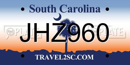 JHZ960 South Carolina License Plate