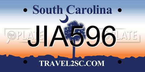JIA596 South Carolina License Plate