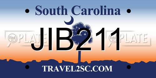 JIB211 South Carolina License Plate