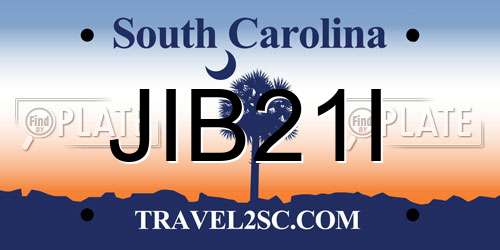 JIB21I South Carolina License Plate