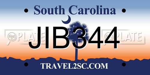 JIB344 South Carolina License Plate