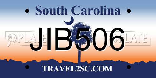 JIB506 South Carolina License Plate