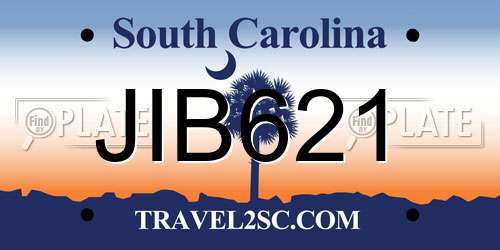 JIB621 South Carolina License Plate