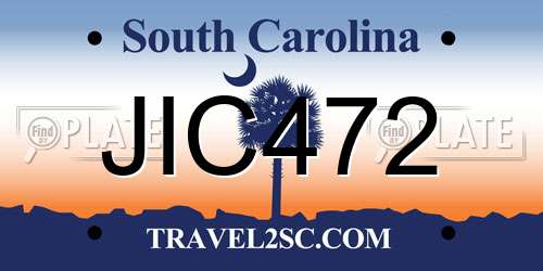 JIC472 South Carolina License Plate
