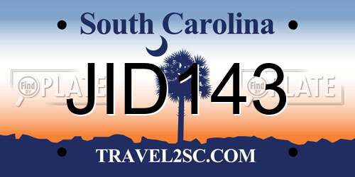 JID143 South Carolina License Plate