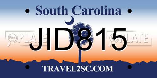 JID815 South Carolina License Plate