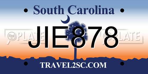 JIE878 South Carolina License Plate