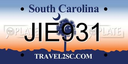 JIE931 South Carolina License Plate